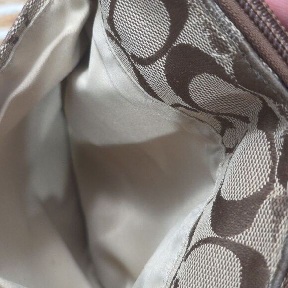 Authentic Coach Legacy Signature Stripe Swingpack Crossbody Bag Khaki Pink - Picture 7 of 9